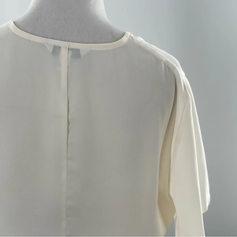 Express womens top size M cream wrap flutter sleeve career